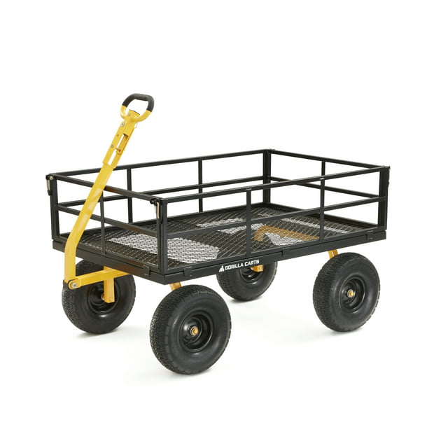 Gorilla Carts GOR1400-Com 1400-lb. Heavy-Duty Steel Utility Cart, 15" Tires, 52" x 34" Steel Bed