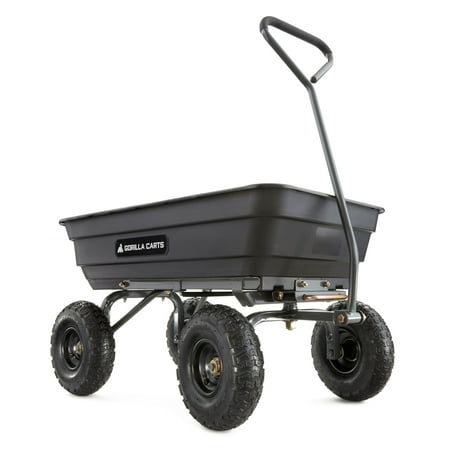 Gorilla Carts GOR4PS 600-lb. Poly Garden Dump Cart with 10" Tires, 36-in x 20-in Bed