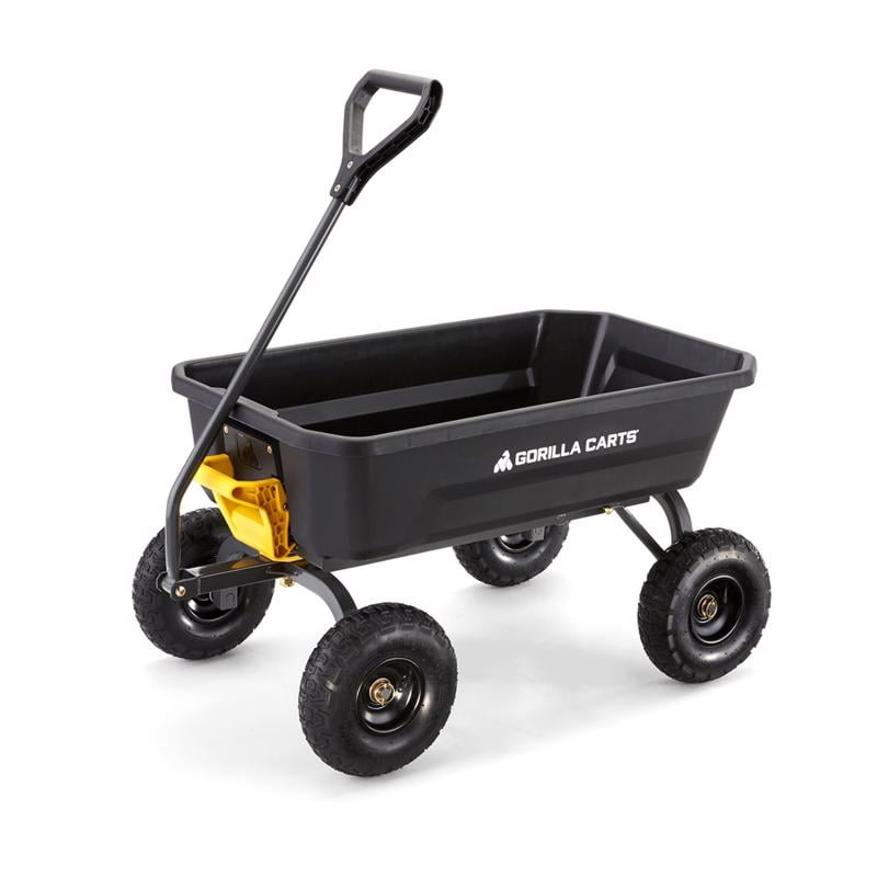 Gorilla Carts GOR4PS 600-lb. Poly Garden Dump Cart with 10 Tires