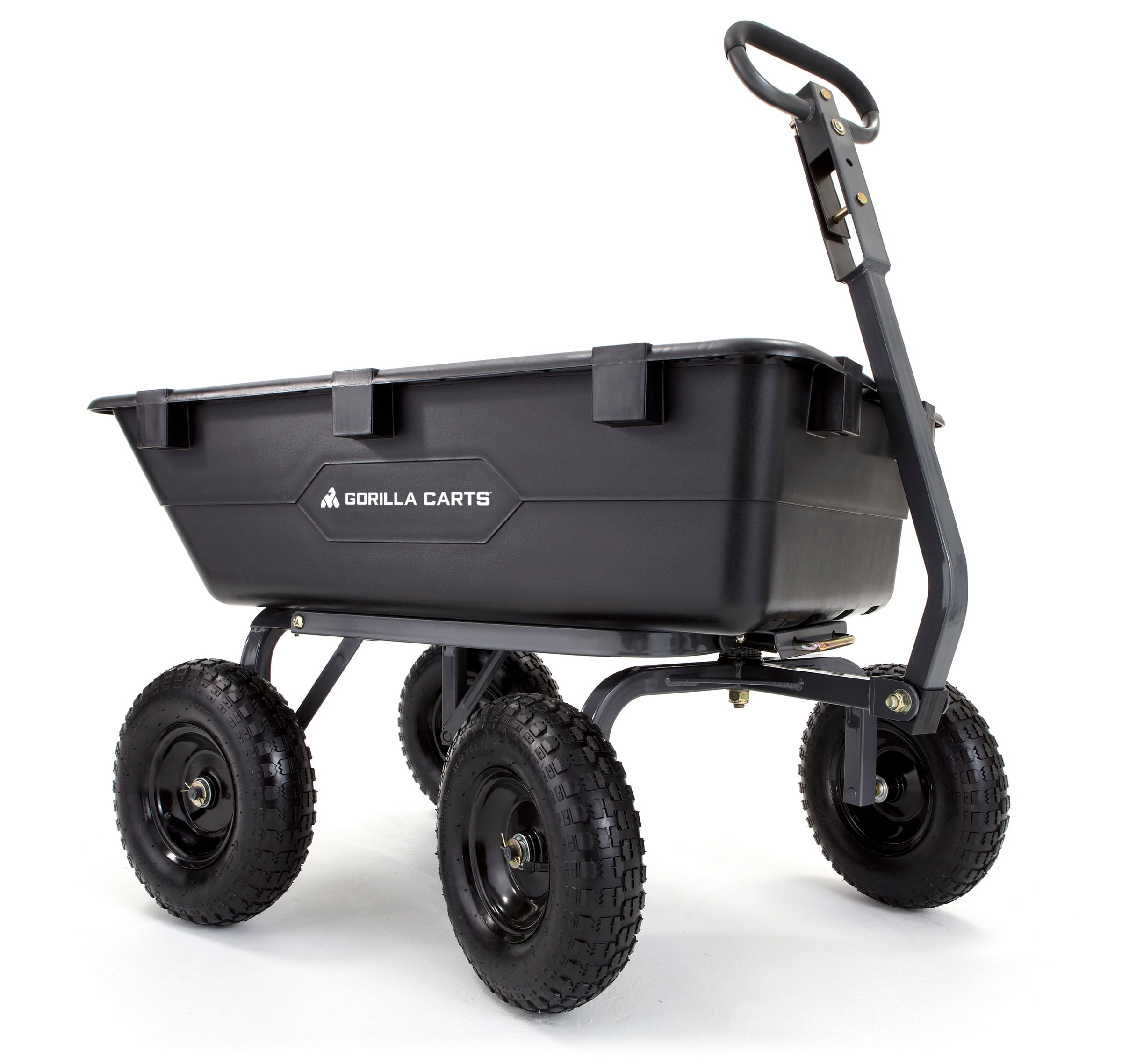 Gorilla Carts GOR6PS Poly Yard Dump Cart, Heavy-Duty Convertible 2-in-1  Handle, 1-(Pack), Black