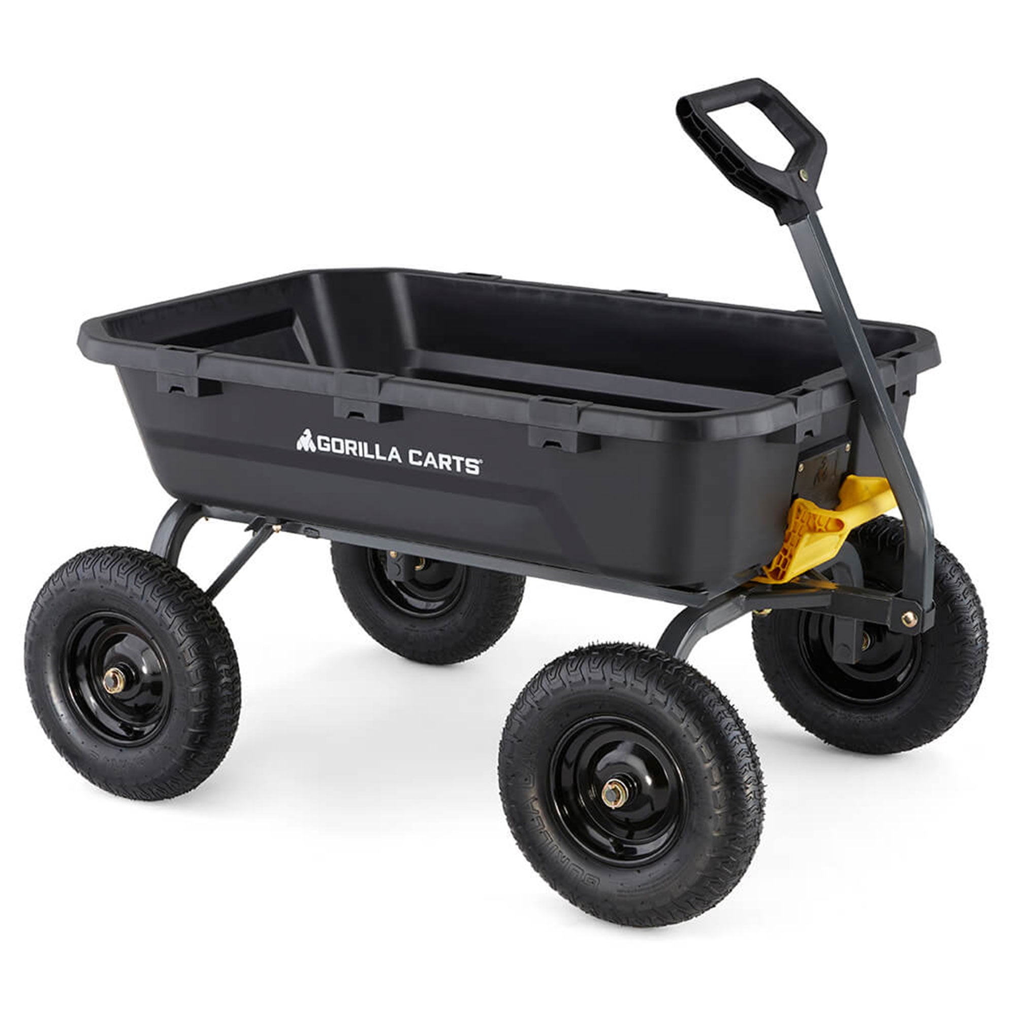 Heavy Duty Black Poly Yard Dump Cart with Pneumatic Tires