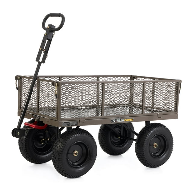 Gorilla Carts Steel Dump Cart Garden Beach Wagon, 1,200Lb Capacity, Gray