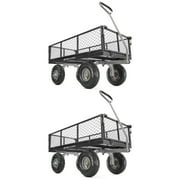 Gorilla Carts Steel Utility Cart, Removable Side Panels - 800 lb Capacity - 2 Pack, Black