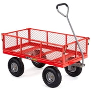 Gorilla Carts Steel Utility Wagon Cart with Removable Side Panels - 800 lb Capacity - Red