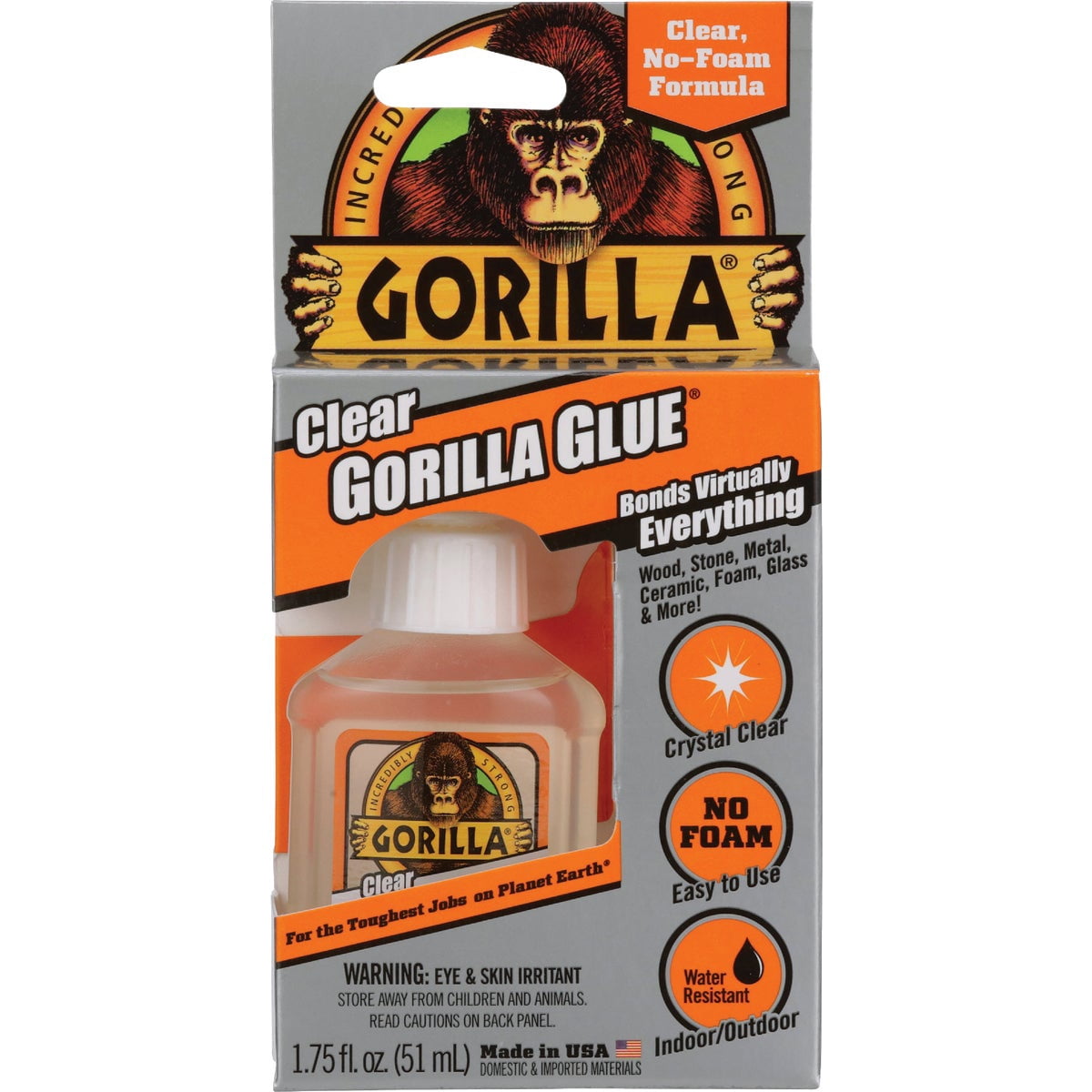 Gorilla Clear Glue, 1.75 ounce Bottle, Clear Pack of 5