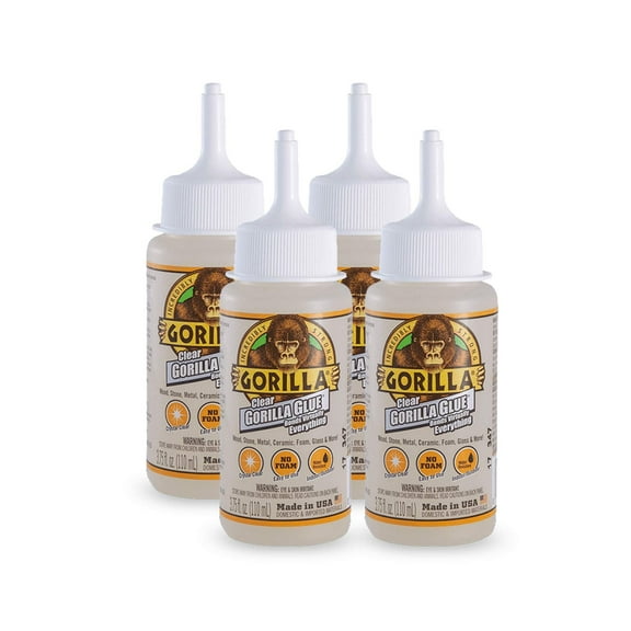 Gorilla Clear Glue - Liquid Adhesive - 4 Pack, 3.75 oz, Clear