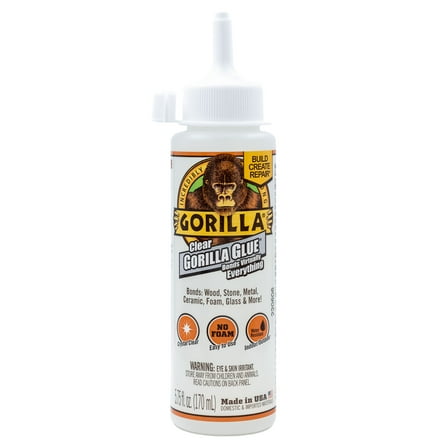 Gorilla Clear Glue, 5.75 Ounce Bottle, 24 hour dry time