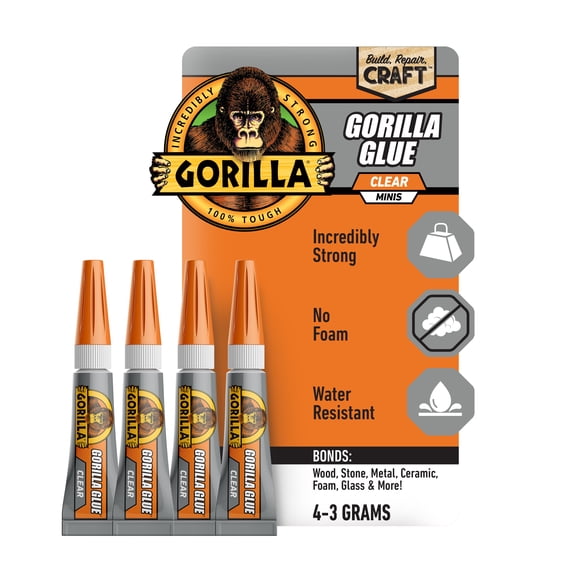 Gorilla Clear Glue Mini 3g Tubes, 4 Count, Total 12g (.42 Ounces)