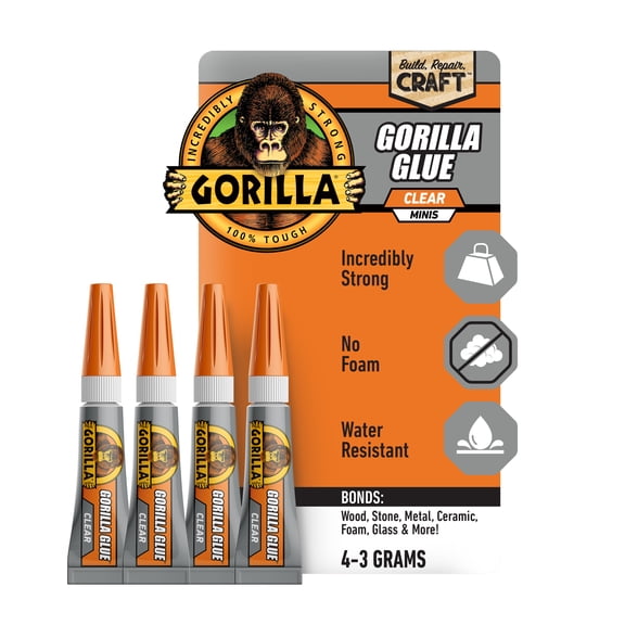 Gorilla Clear Glue Mini 3g Tubes, 4 Count, Total 12g (.42 Ounces)