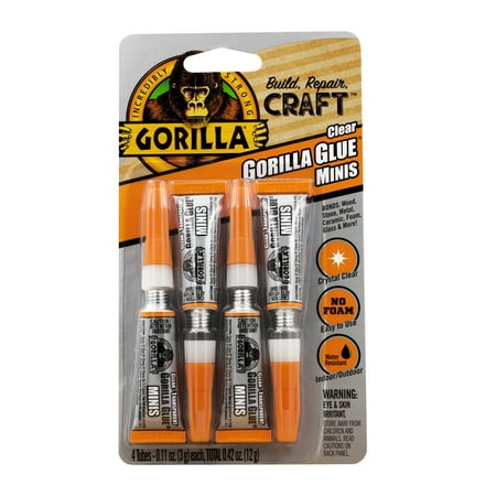 product image of Gorilla Clear Glue Mini 3g Tubes, 4 Count, Total 12g (.42 Ounces)