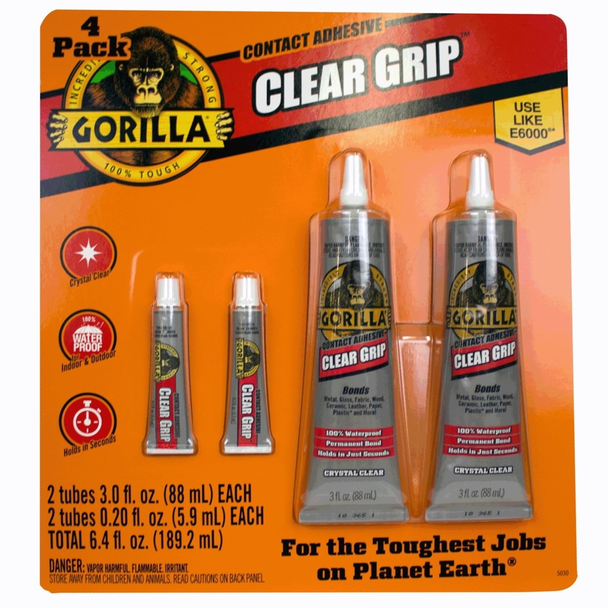 Gorilla Clear Grip Adhesive, Clear, 3-oz.