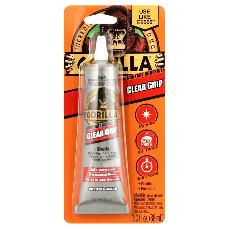 Gorilla Clear Grip Contact Adhesive - 3 fl oz - 1 Each - Clear Gorilla Clear Grip Contact Adhesive - 3 fl oz - 1 Each - Clear