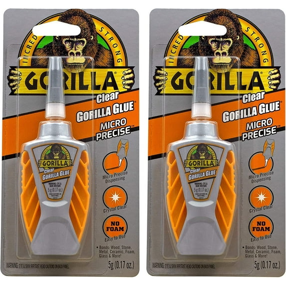 Gorilla Clear Micro Precise Incredibly Strong Glue, 2 Packs