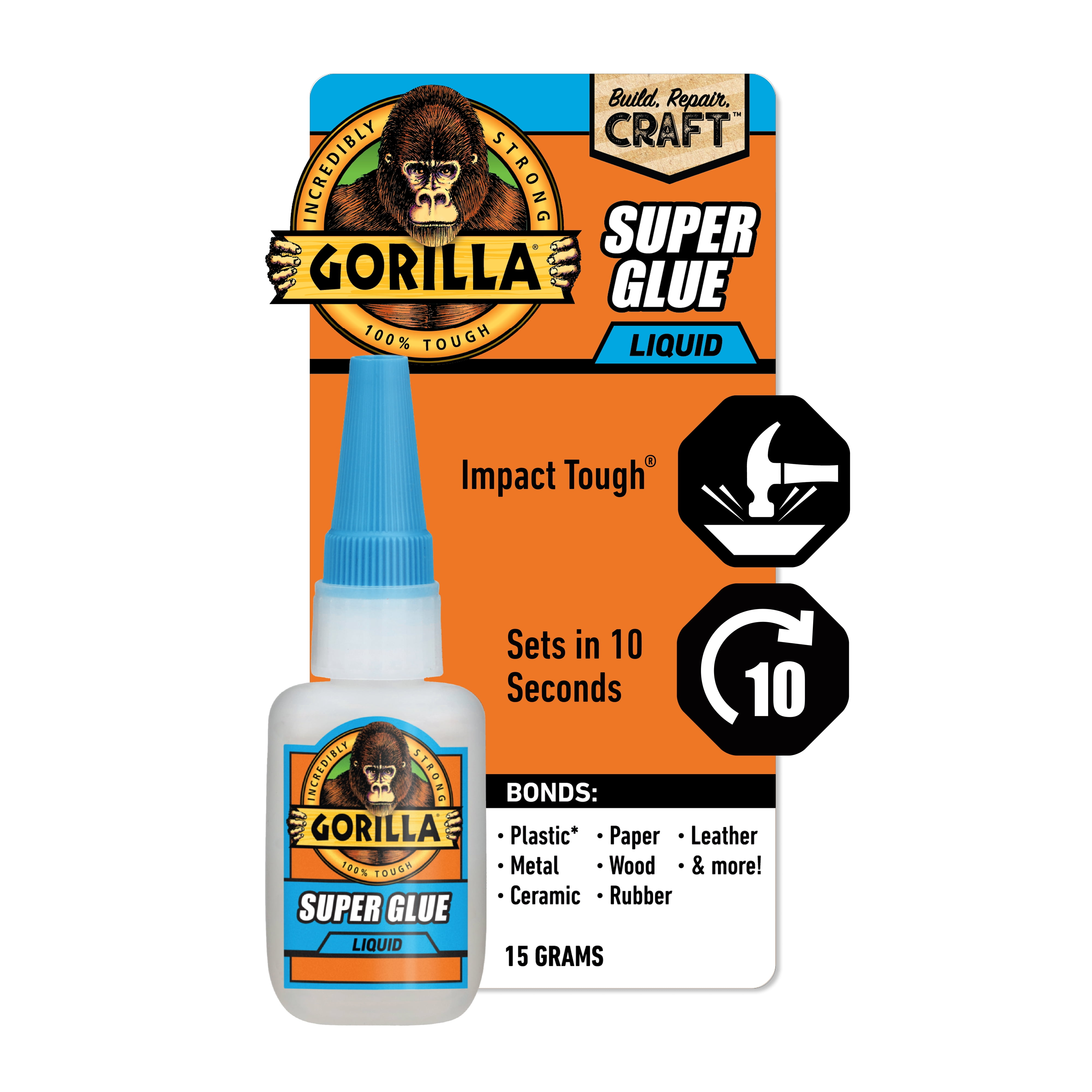 GORILLA GLUE Gorilla Clear Super Glue, 15 Gram Bottle