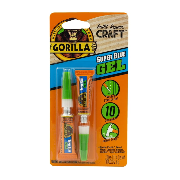 Super Glue Gel, Two 0.11 oz Tubes, Dries Clear Super Glue Gel, Two 0.11 oz Tubes, Dries Clear