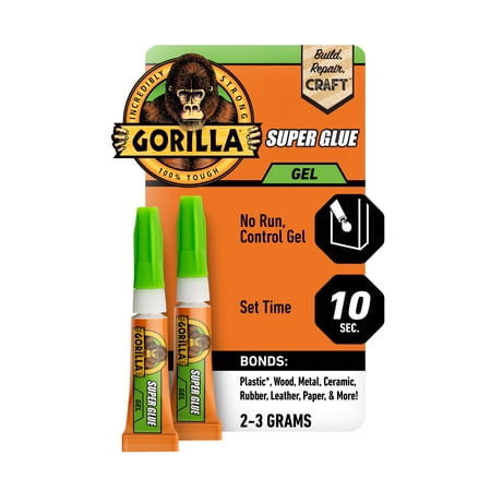 Gorilla Clear Super Glue Gel 3g, Mini Tubes, 2 Count