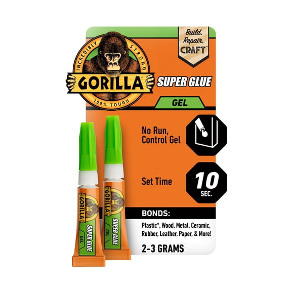Gorilla Clear Super Glue Gel 3g, Mini Tubes, 2 Count