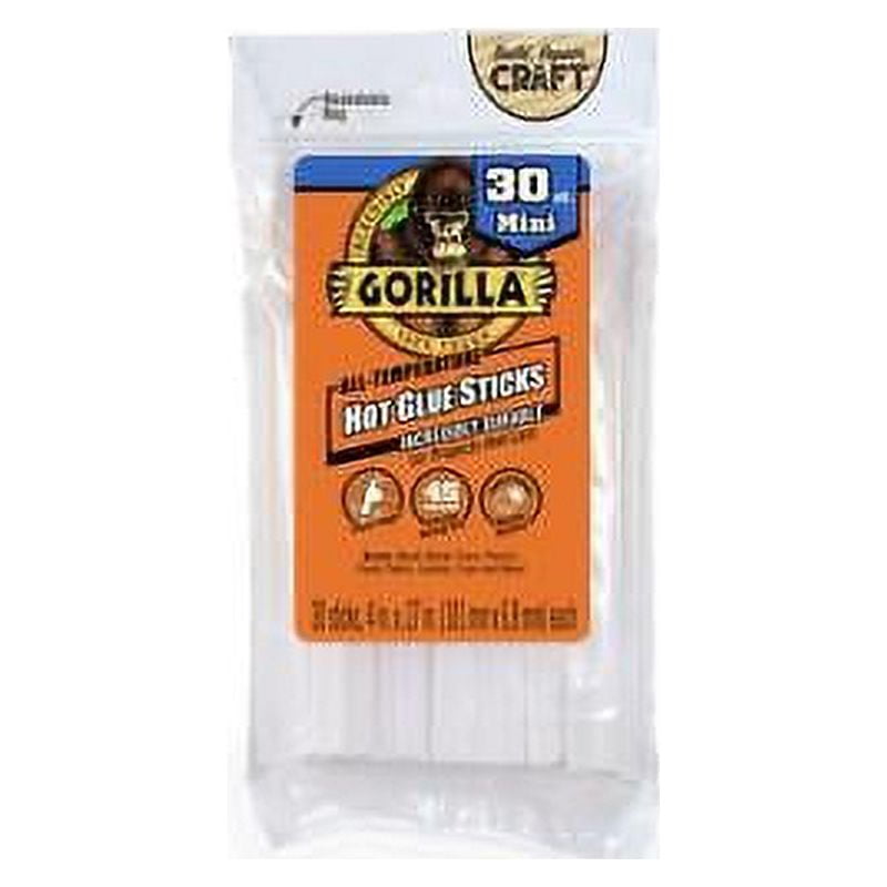 Gorilla Clear UV Resistant Mini High Strength Hot Glue Stick for Indoor Outdoor Use