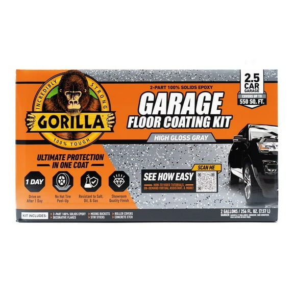 Gorilla Concrete Garage Floor Light Gray 2.5 car Kit
