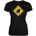 thumbnail image 1 of Gorilla Crossing Sign Black Juniors Soft T-Shirt - Small, 1 of 1