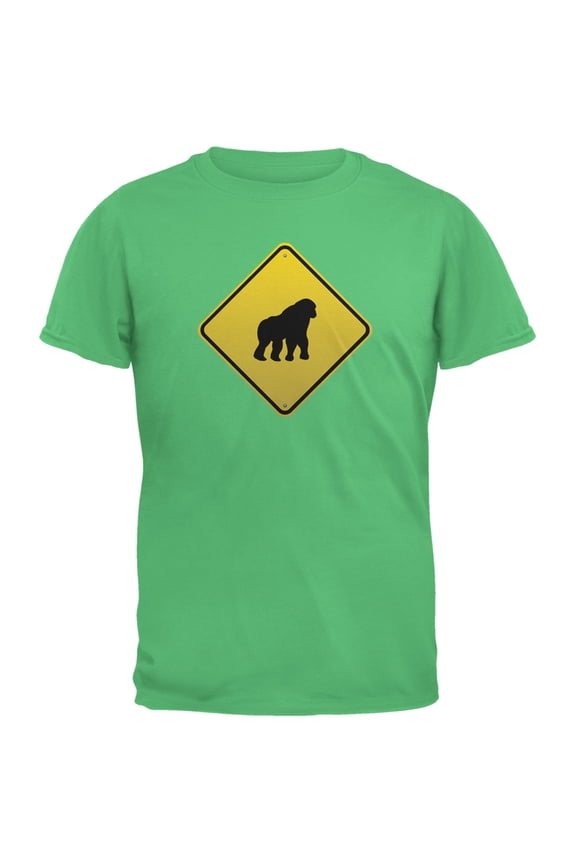 Gorilla Crossing Sign Irish Green Adult T-Shirt - 2X-Large