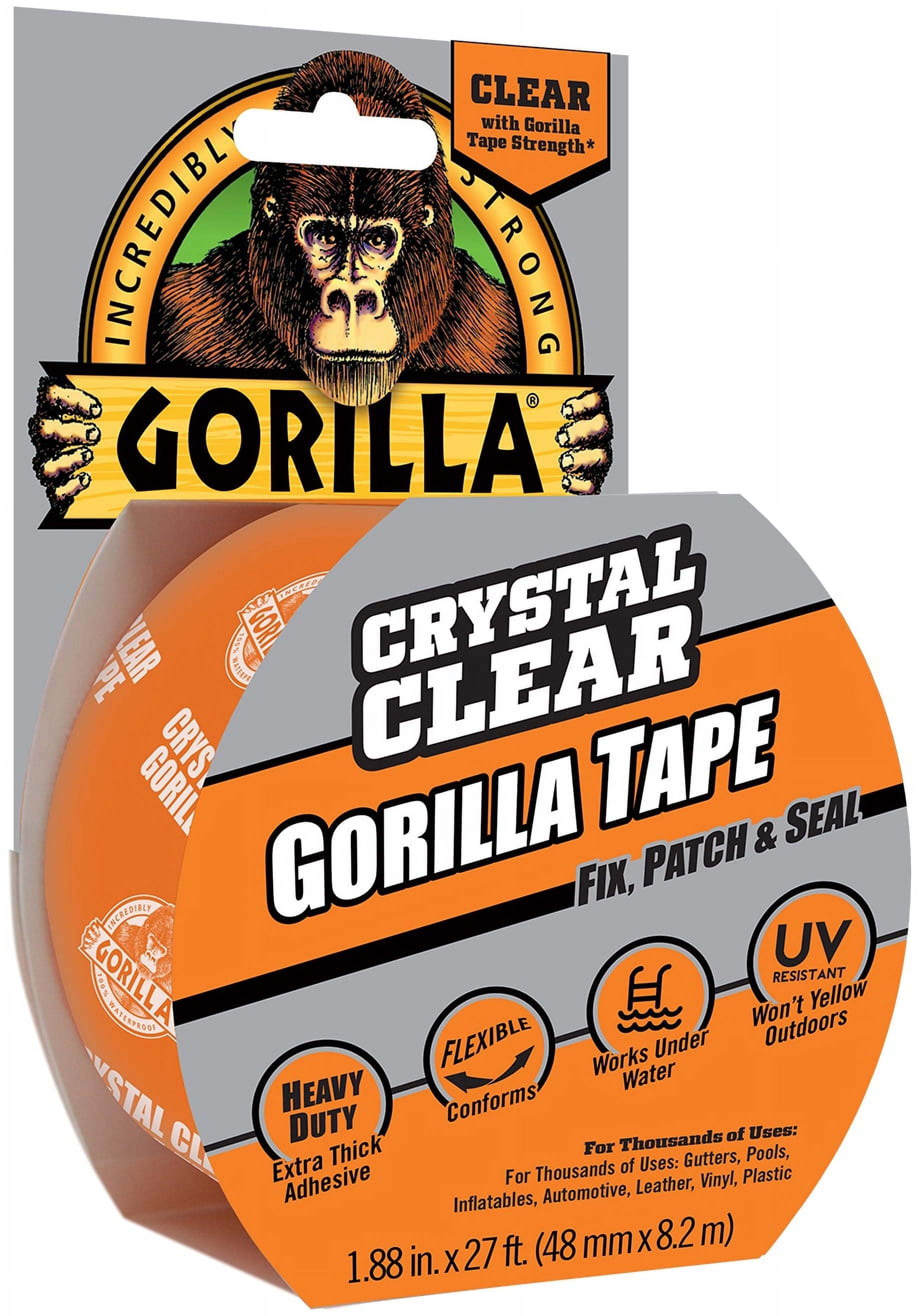 Walmart sales :  Gorilla Heavy Duty Waterproof Crystal Clear Tape, 1.88 inch x 27 ft Roll for Outdoor Use