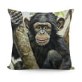 thumbnail image 1 of Gorilla Decorative Throw Pillow Case  Watercolor Style Artwork of Chimpanzee on a Tree Wildlife Theme, Cushion Cover for Couch Living Room Car,  Charcoal Grey Multicolor, 1 of 5