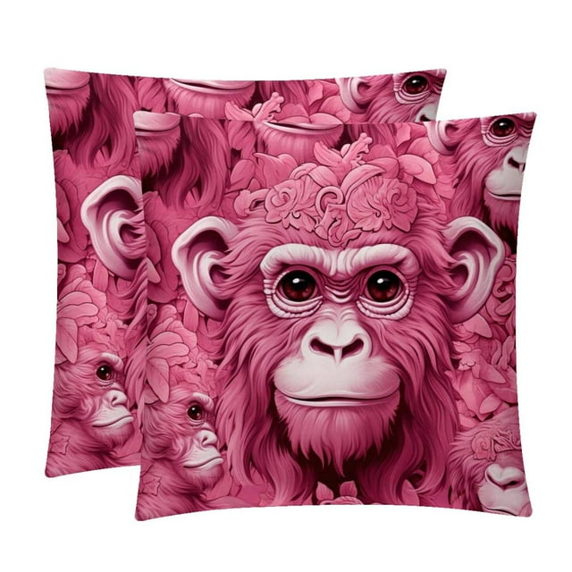 Gorilla Decorative Velvet Pillow Inserts with Unique Patterns Set of