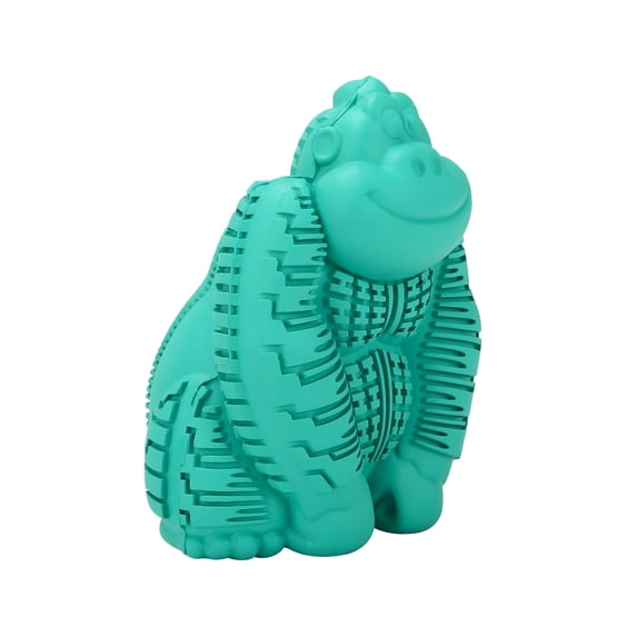 Gorilla Dental Chew Toy for Dogs, Durable Rubber Chew Toy for Aggressive Chewers, Plaque Remover Dog Toy, Teeth Cleaning Toy for Small Dogs Up to 35 Lbs, Quiet No Squeaker, Green