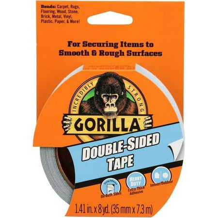Gorilla Double-Sided Tape - 24 ft Length x 1.40" Width - 1 Roll - Gray | Bundle of 10 Rolls