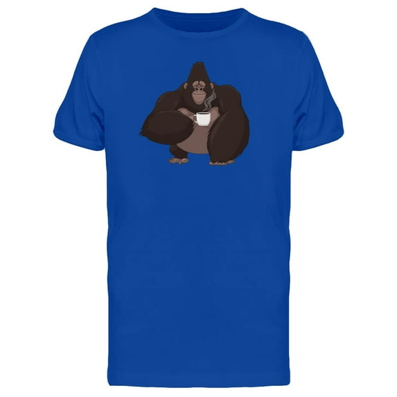 Gorilla Drinking Coffee T-Shirt Men -Image by Shutterstock, Male XX-Large