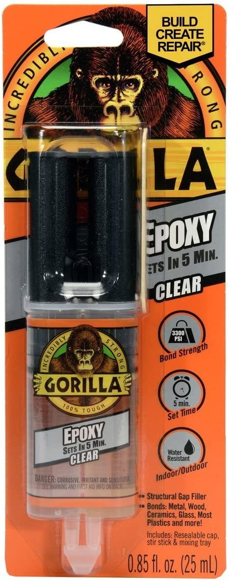 Gorilla Clear Epoxy Syringe, 0.85 Fluid Ounce, Clear Finish