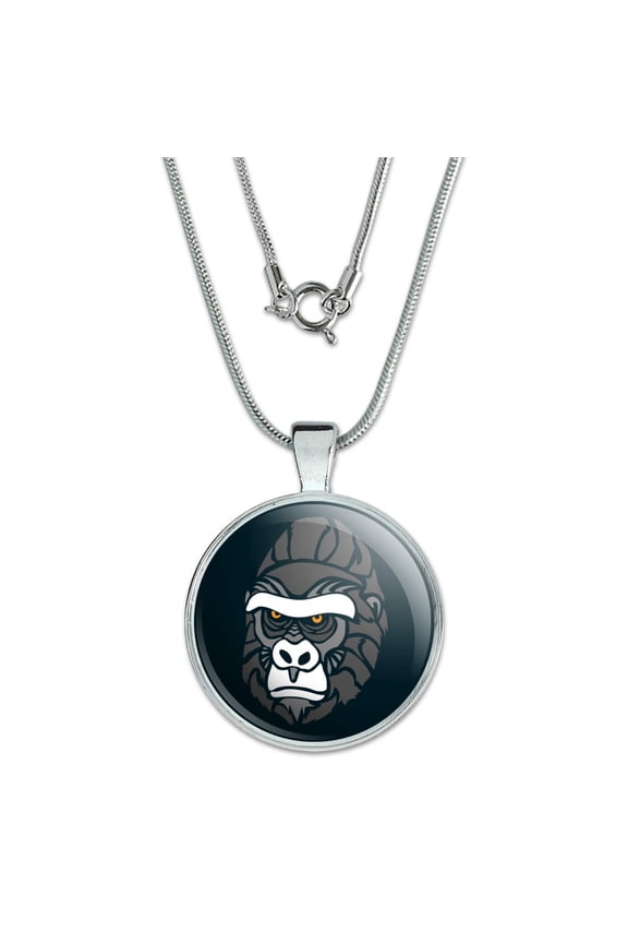 Gorilla Face 1" Pendant with Sterling Silver Plated Chain