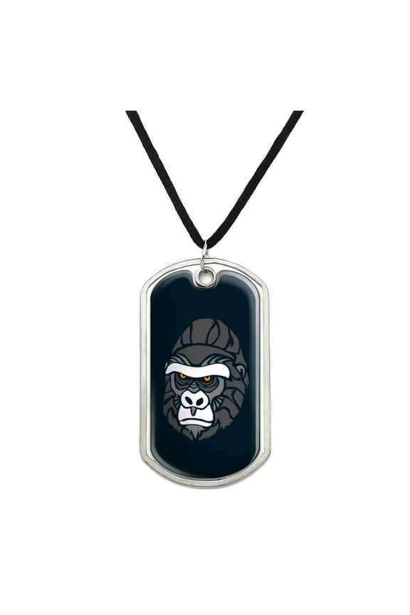 Gorilla Face Military Dog Tag Pendant Necklace with Cord