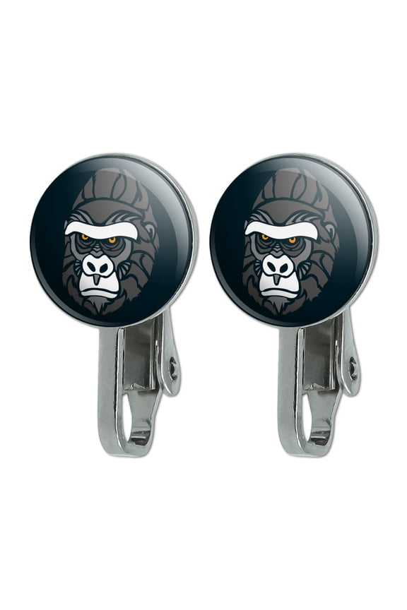 Gorilla Face Novelty Clip-On Stud Earrings