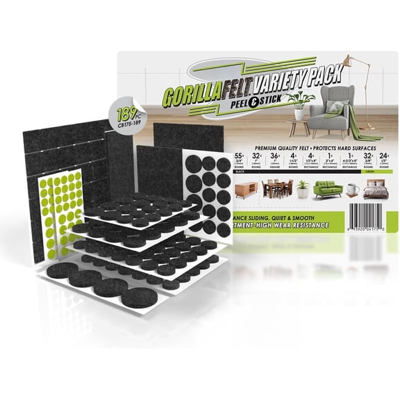 Gorilla Felt Furniture Pads (189 Variety ) Furniture Pads & Chair Floor Protectors for Hardwood Floors & Hard Surfaces
