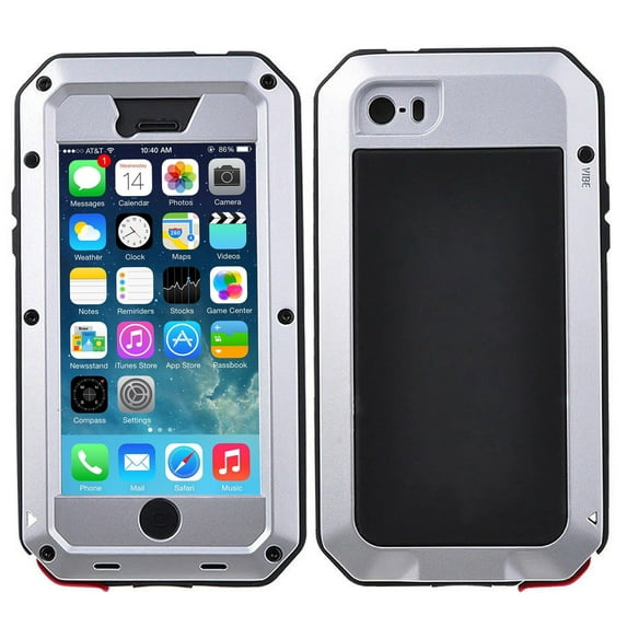 Gorilla Glass Aluminum Metal iPhone 6 Plus Case (Silver) Heavy Duty Military Grade Shockproof and Scratch Resistant Protection, Rugged Outdoor Travel