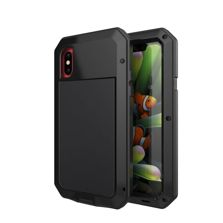 Gorilla Glass Aluminum Metal iPhone X Case (Black) Heavy Duty