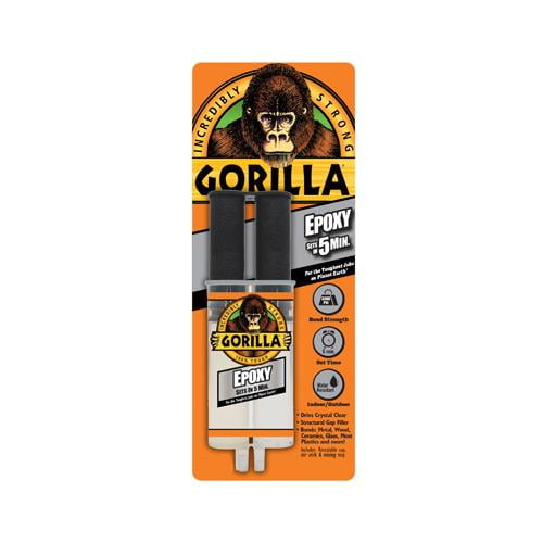 Gorilla 2 Part Epoxy, Clear Epoxy, 0.85 Ounce Syringe - 5 Minute Set, Incredibly Strong Bonding (Pack of 11)