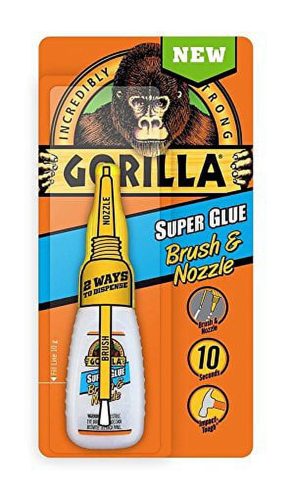Gorilla Glue Wing Super Glue 7500101, 10 g Brush & Nozzle Bottle, Clear
