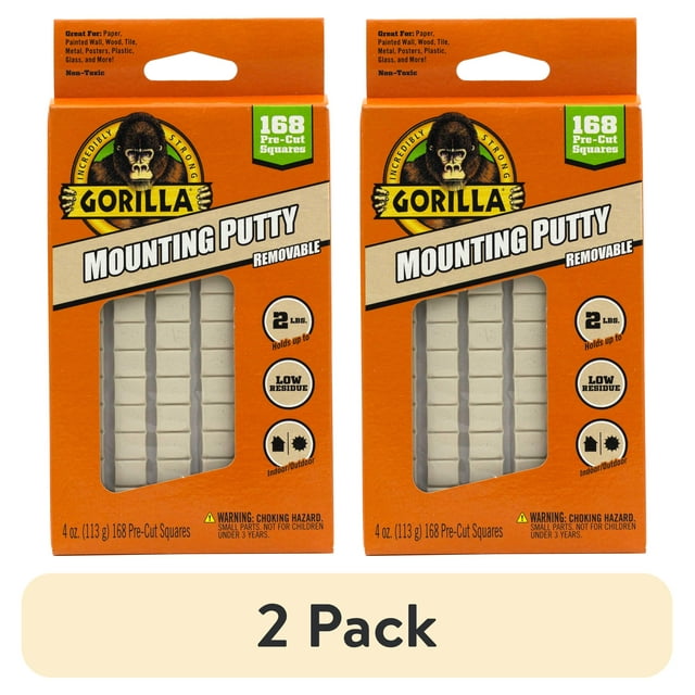 (2 pack) Gorilla Glue Brand Mounting Putty 4oz 24pc for Hardware
