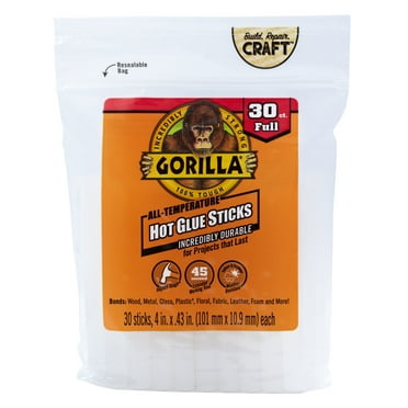 Gorilla Glue Clear 4 inch Dual Temp Full-Size Hot Glue Sticks, 30 Count