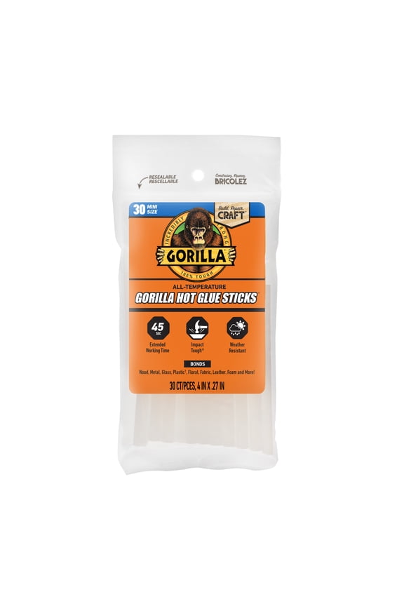 Glue Clear 4 inch Dual Temp Mini Hot Glue Sticks, 30 Count