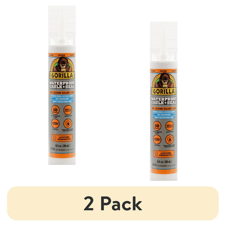 (2 pack) Gorilla Glue Clear Caulk & Seal, 10oz