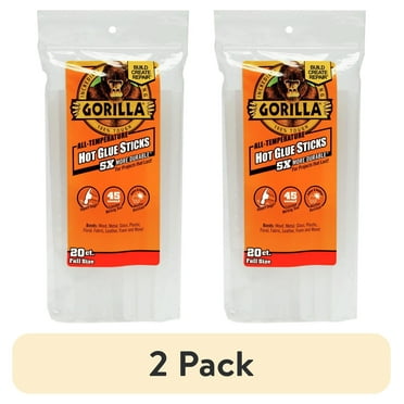 (2 pack) Gorilla Glue Clear Hot Glue Sticks, 8" x .43", 20-Count, Full Size