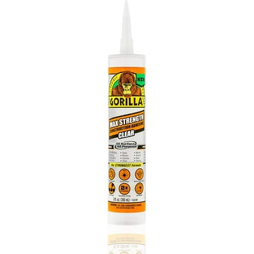 Gorilla Glue Clear Max Strength Construction Adhesive, 9 Ounce Cartridge, 1 Count