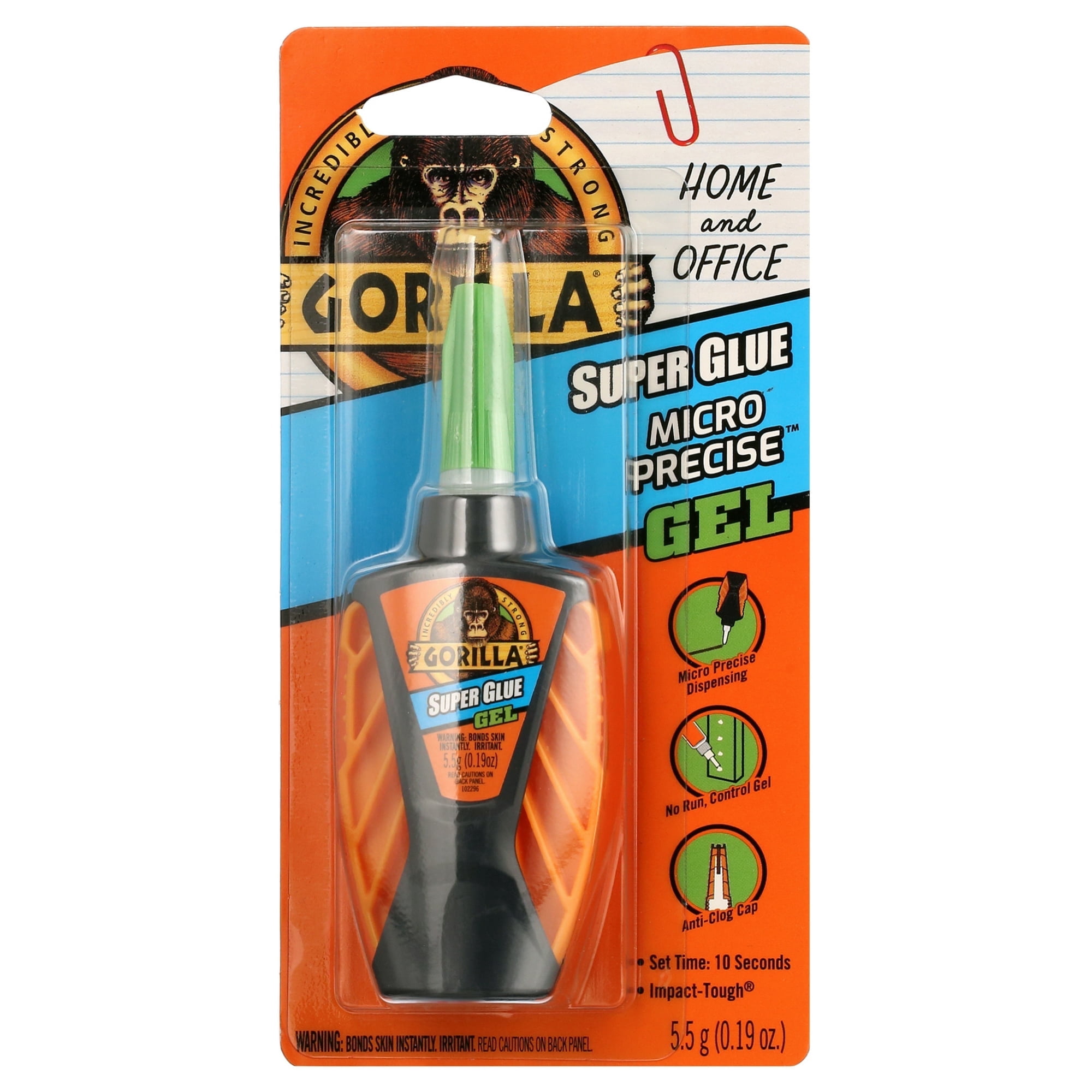 Gorilla Glue Clear Micro Precise Super Gel Bottle, 5.5 Grams, initial dry time 10-45 seconds - Pack of 4