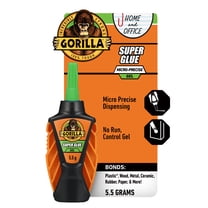 Gorilla Glue Clear Micro Precise Super Gel Bottle, 5.5 Grams, initial dry time 10-45 seconds