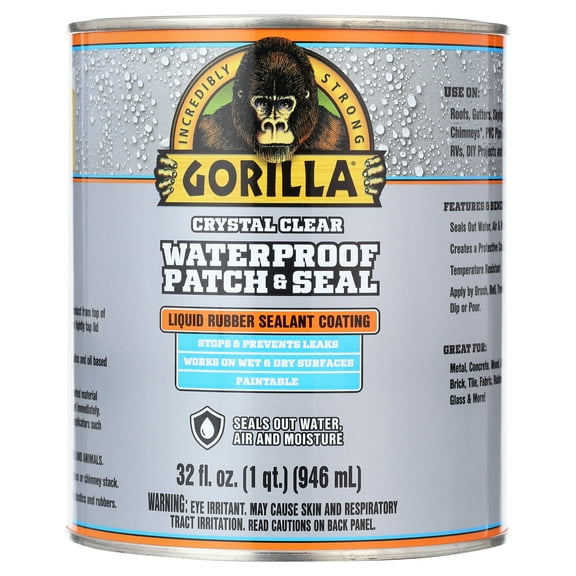 Gorilla Patch & Seal Liquid Rubber Waterproof Sealant, Crystal Clear, 32 Ounce