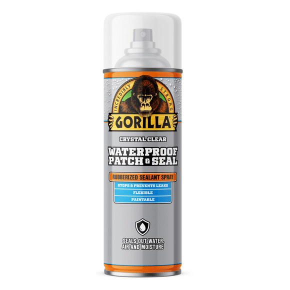 Gorilla Waterproof Patch & Seal Rubberized Sealant Spray, Crystal Clear, 14 Ounce